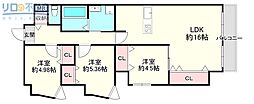 光栄ハイツ伊丹 4LDKの間取図画像