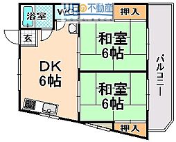 愛晃ハイツ 2DKの間取図画像