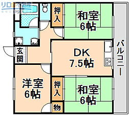 第二久保マンション 3DKの間取図画像