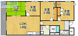 クレセール宝塚 3LDKの間取図画像