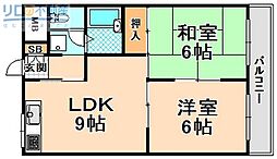 サンピエール中野 2LDKの間取図画像