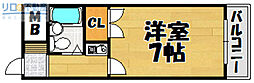 シャトー栄根2 1Kの間取図画像