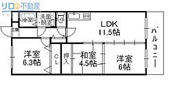 ボナミ田中マンションパート2 3LDKの間取図画像