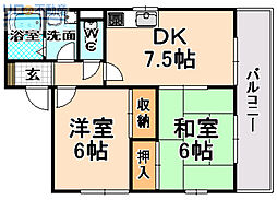 オンゼハウス金岡A棟 2DKの間取図画像