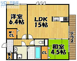 アイエヌ南花屋敷 2LDKの間取図画像