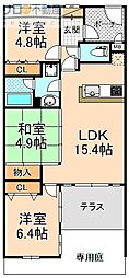 パレ塚口北宮の杜 3LDKの間取図画像