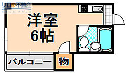 ロイヤルハイツ武庫之荘 1Kの間取図画像