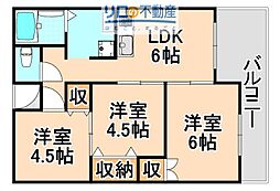 昆陽ノ里マンション 3DKの間取図画像