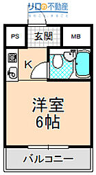 エクセレント伊丹 1Kの間取図画像