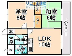アビタ・コア1棟 2LDKの間取図画像