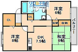 グリーン・パーク鴻池C棟 3LDKの間取図画像