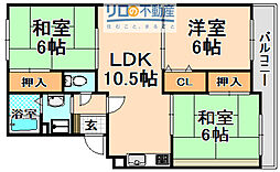 サニーハイツ高台A棟 3LDKの間取図画像