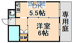 シャンテ中山 1DKの間取図画像
