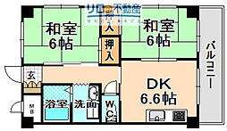 パーナ松原 2DKの間取図画像