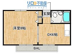 ベストレジデンス蛍池 1DKの間取図画像