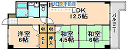 クレール南鈴原 3LDKの間取図画像