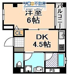 マリーズコート 1DKの間取図画像