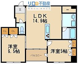 グリーンコートARAMAKI 2LDKの間取図画像