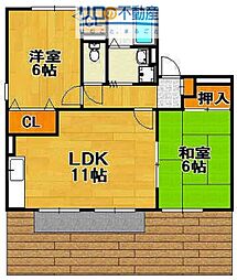 プリシェール山手壱番館 2LDKの間取図画像