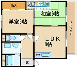 松井ハイツ 2LDKの間取図画像