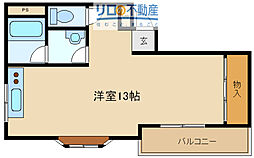 パラシオ中少路 ワンルームの間取図画像