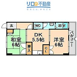 おくのコーポ 2DKの間取図画像