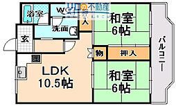 南本町ホビーハイツ 2LDKの間取図画像