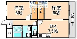 アビタ・コア2棟 2DKの間取図画像