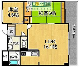 グランツ川西 2LDKの間取図画像