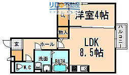 フロントリバー 1LDKの間取図画像