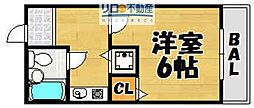 リオ花屋敷 ワンルームの間取図画像