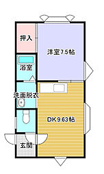 HILLS-A 1階1DKの間取り