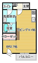 River55 5階1Kの間取り