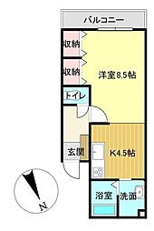 メゾンK2 1DKの間取図画像