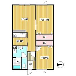 ファミールOwl 2LDKの間取図画像