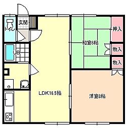 ニッコーハイツ 2LDKの間取図画像