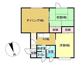 サンドヴィラ 2DKの間取図画像