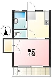 サンシャイン代田B棟 2階1Kの間取り