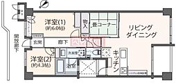 京王線 幡ヶ谷駅 徒歩9分の賃貸マンション 4階3LDKの間取り