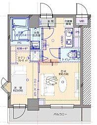 東京メトロ千代田線 代々木上原駅 徒歩1分の賃貸マンション 5階1DKの間取り