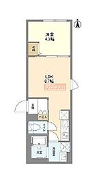ウェルスクエア笹塚II 1階1LDKの間取り