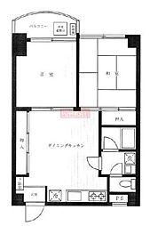 シャンポール東松原 2階2DKの間取り