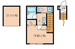 ビッグゼンII 2階1Kの間取り
