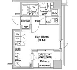 コンフォリア笹塚 6階ワンルームの間取り