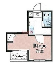 プレール明大前 2階1Kの間取り