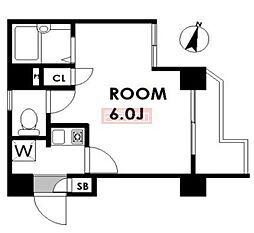 サンテミリオン笹塚 5階ワンルームの間取り