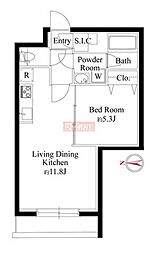 グランパセオ代々木上原II 1階1LDKの間取り