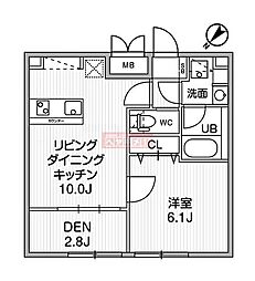 ウェルスクエアイズム下北沢ＥＡＳＴ 2階2LDKの間取り