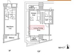 プラウドフラット代々木上原 9階1LDKの間取り