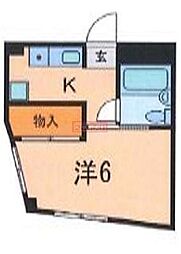 テラスカトレア 2階1Kの間取り